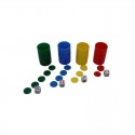 Ud. Pack 4 Cubiletes con Fichas de Parchís y Dados