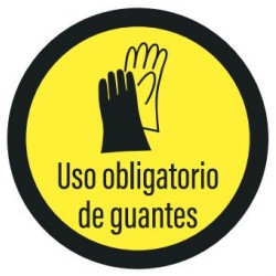 Vinilo adhesivo circular uso obligatorio de guantes