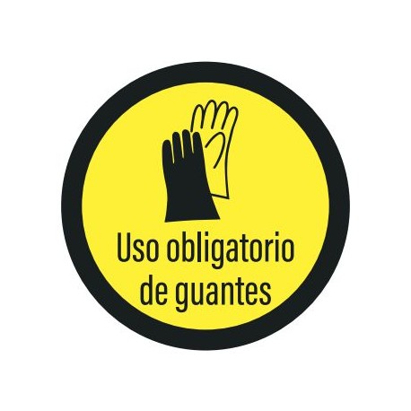 Vinilo adhesivo circular uso obligatorio de guantes