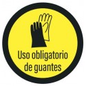 Vinilo adhesivo circular uso obligatorio de guantes