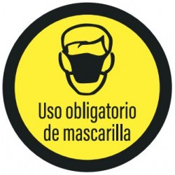 Vinilo adhesivo circular uso obligatorio de mascarilla