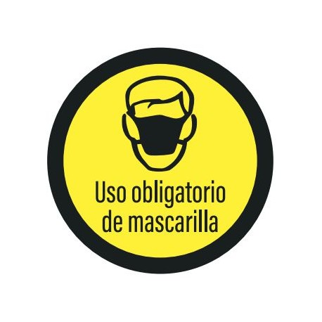 Vinilo adhesivo circular uso obligatorio de mascarilla